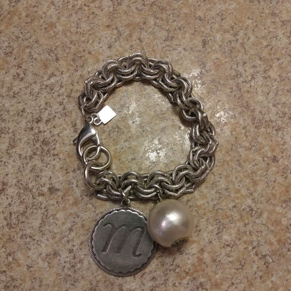 john Wind cotton pearl "m" bracelet